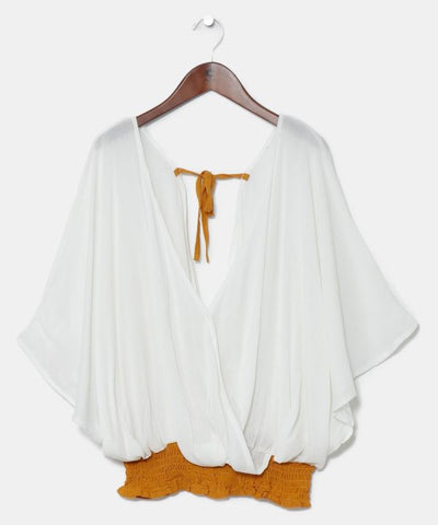 Bohemian Shirred Hem Top by AMINA - Ametsuchi