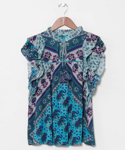 Earthy Tone Bohemian Top by AMINA - Ametsuchi