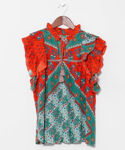 Earthy Tone Bohemian Top by AMINA - Ametsuchi
