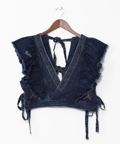 Shoulder Frill Denim Vest