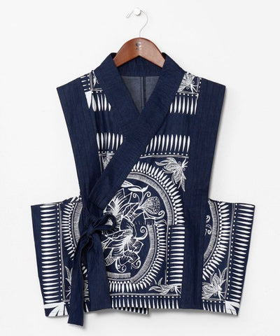 Indigo Color Bohemian Vest Tops by AMINA - Ametsuchi