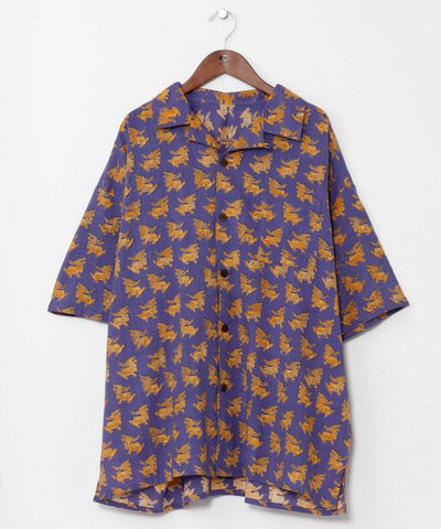 Men Tibetan Print Open Shirt