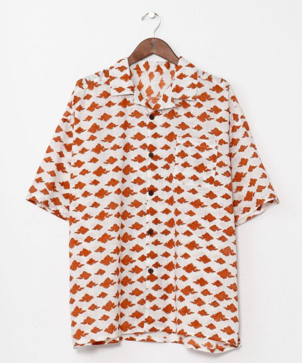 Men Tibetan Print Open Shirt
