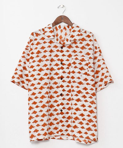 Men Tibetan Print Open Shirt