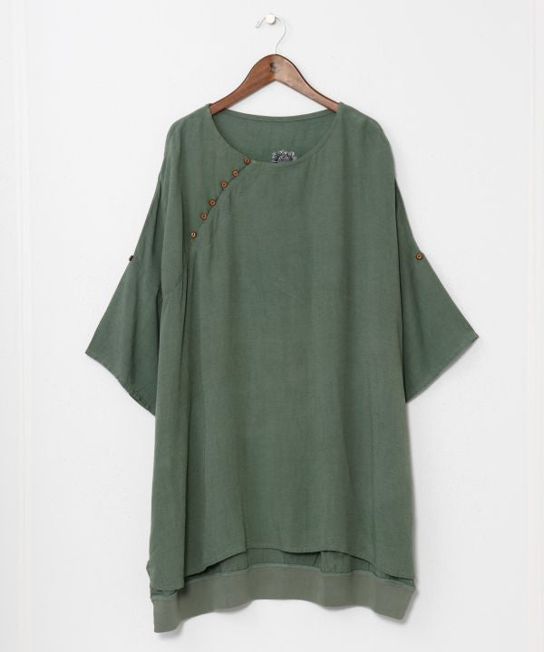 Linen Blend Embroidered Top Tops by AMINA - Ametsuchi