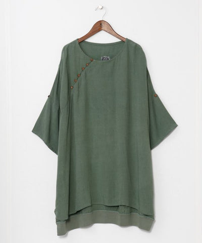 Linen Blend Embroidered Top Tops by AMINA - Ametsuchi
