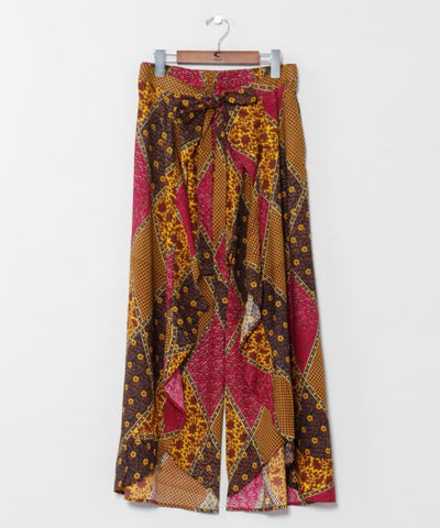Wrap Style Check Frill Pants