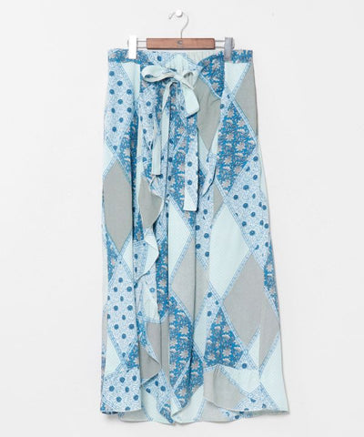 Wrap Style Check Frill Pants