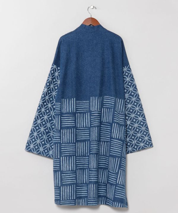 Block Print Print Denim Cardigan