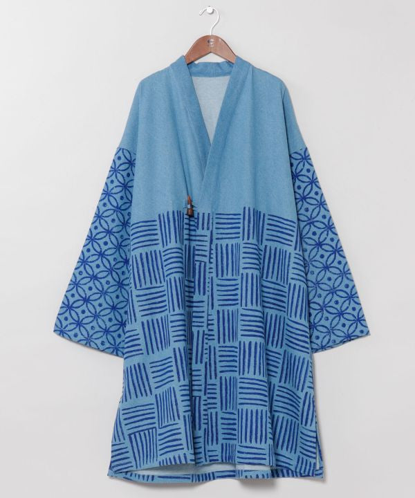 Block Print Print Denim Cardigan