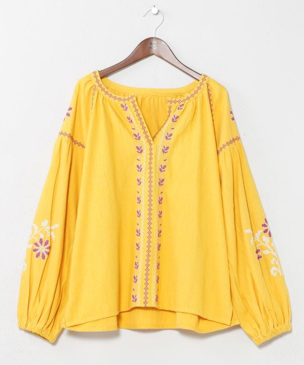 Bohemian Embroidered Cotton Twill Top
