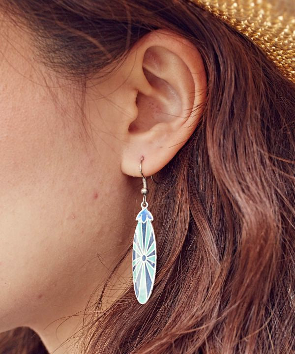 Cloisonne Inspired Shield Earrings
