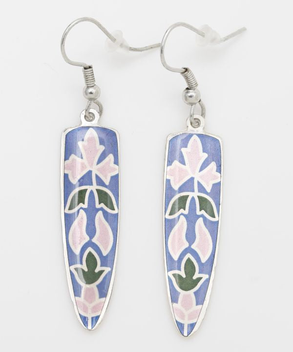 Cloisonne Inspired Floral Earrings