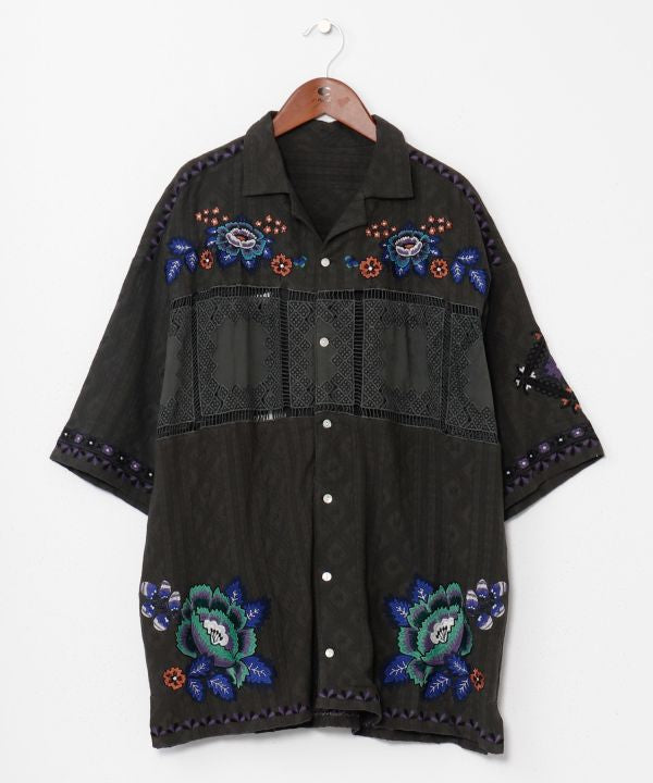 Roma Rose Embroidered Men Shirt by AMINA - Ametsuchi