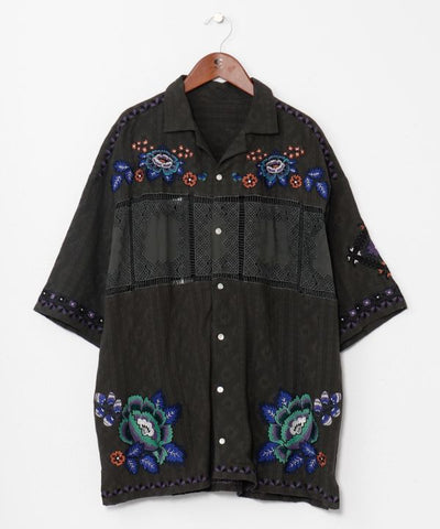 Roma Rose Embroidered Men Shirt by AMINA - Ametsuchi