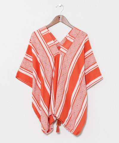 Stripe Pattern Relaxed Tie Top