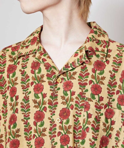 Floral Block Print Open Collar Shirt