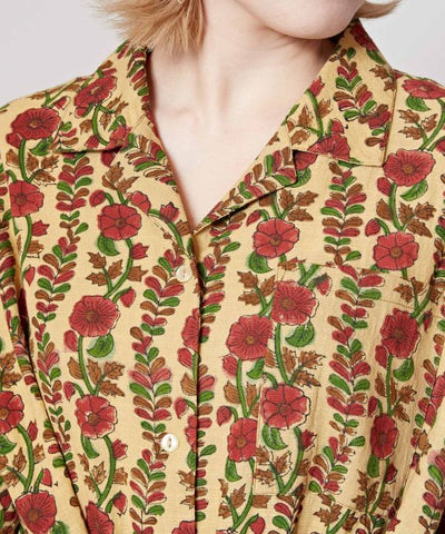 Floral Block Print Shirt Dress