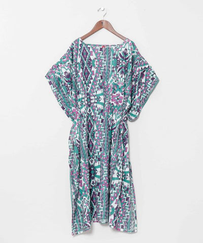Geometric Pattern Cotton Dress by AMINA - Ametsuchi