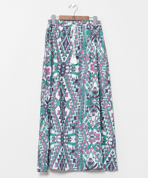 Geometric Pattern Cotton Skirt by AMINA - Ametsuchi