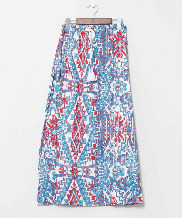 Geometric Pattern Cotton Skirt by AMINA - Ametsuchi