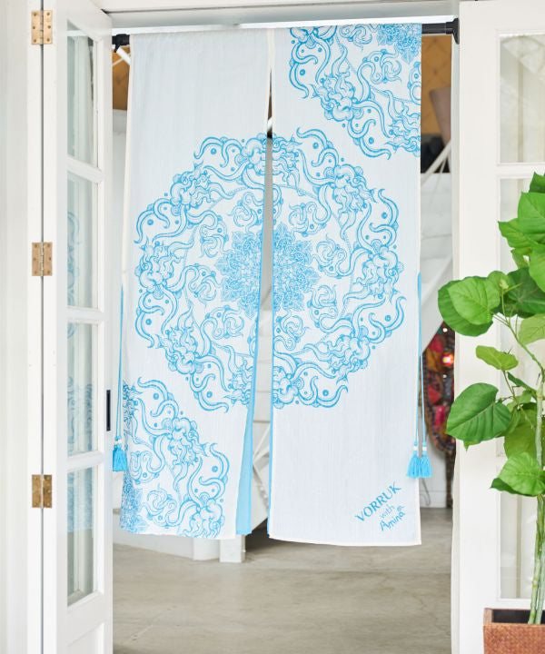 Amina x VORRUK - Lotus Motif Noren Curtain by AMINA - Ametsuchi