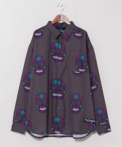 Sugar Skull Print Shirt by AMINA - Ametsuchi