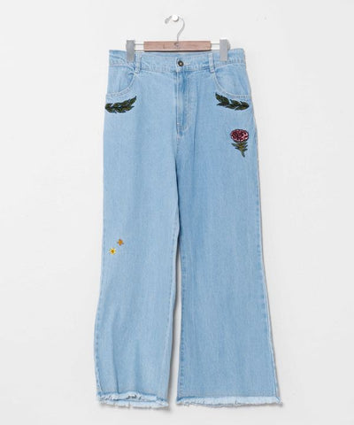 Boho Bell-Bottom Denim Pants