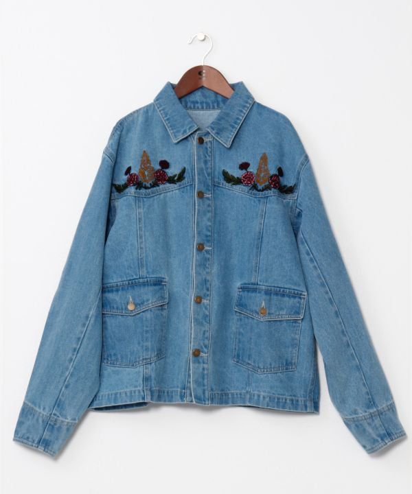Embroidered Denim Jacket for Men
