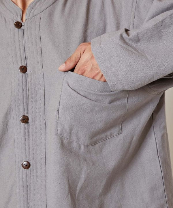 Nepalese Cotton Stand Collar Shirt - L