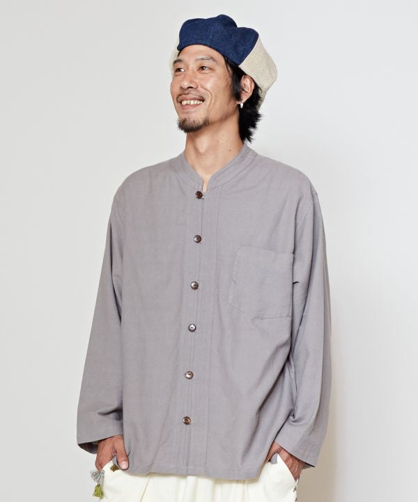 Nepalese Cotton Stand Collar Shirt - L