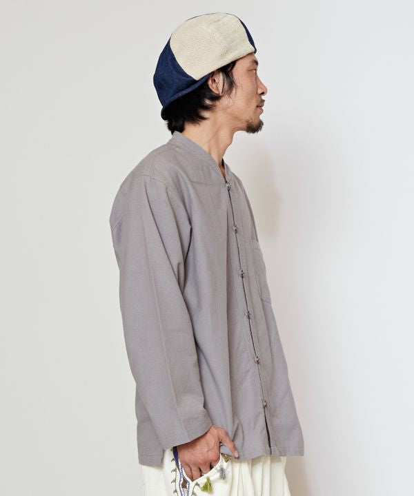 Nepalese Cotton Stand Collar Shirt - L