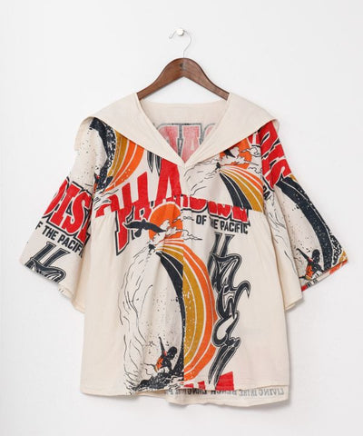 Ad Inspired Graphic Sailor Collar Top by AMINA - Ametsuchi