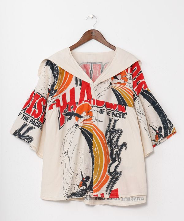 Ad Inspired Graphic Sailor Collar Top by AMINA - Ametsuchi