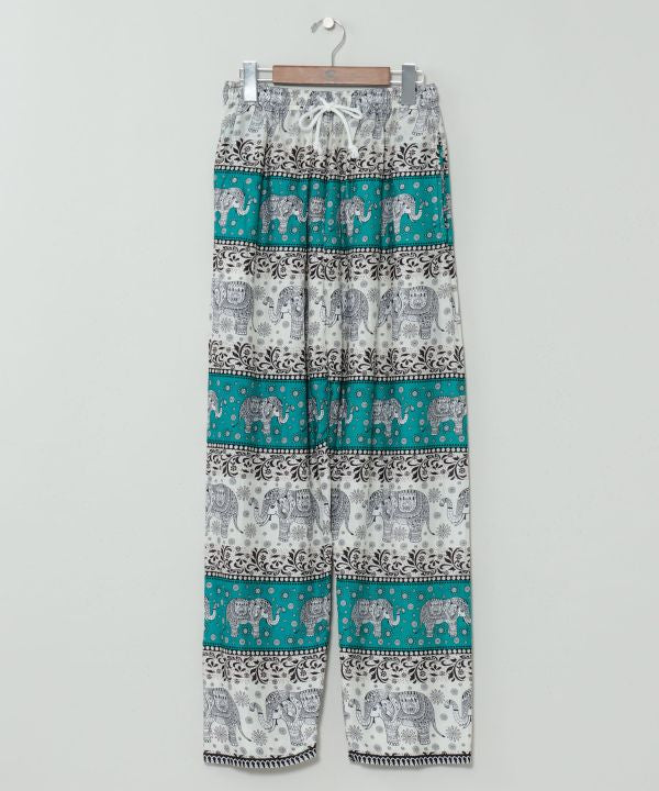 Elephant Motif Rayon Pants