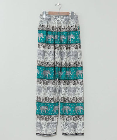 Elephant Motif Rayon Pants