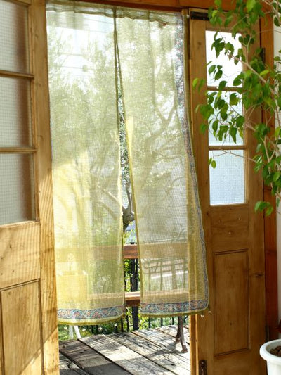 KOTA DORIA Fabric Sheer NOREN Door Curtain Curtains by AMINA - Ametsuchi