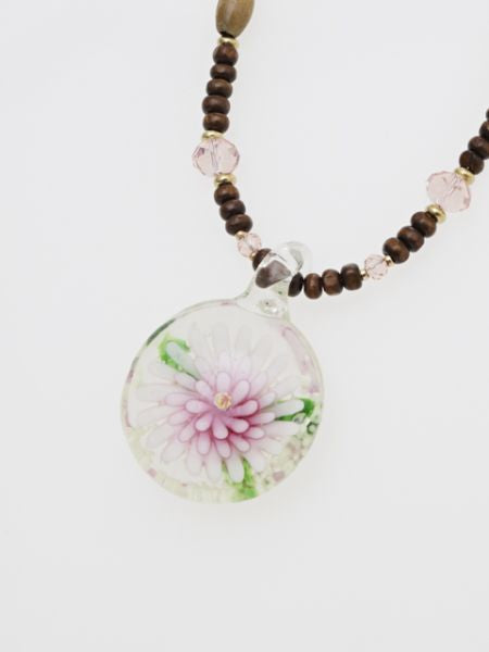 Flower Pattern Glass Beads Necklace