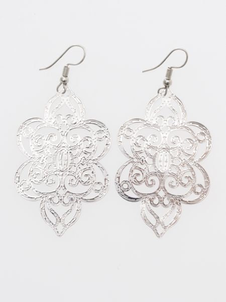 Oriental Pattern Openwork Metal Earrings