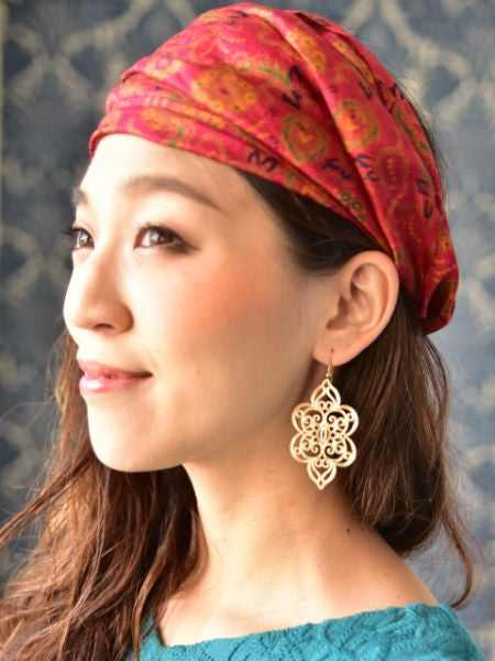Oriental Pattern Openwork Metal Earrings