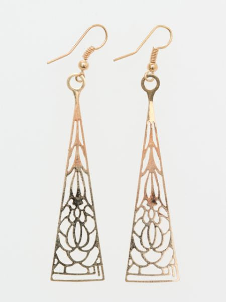 Oriental Pattern Openwork Metal Earrings