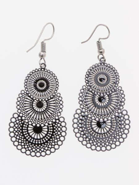 Oriental Pattern Openwork Metal Earrings