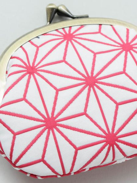 Japanese Traditional Crest Matelasse GAMAGUCHI Round Clutch Purse