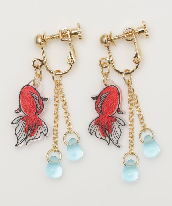 Stained Glass Inspired Goldfish Clip Earrings