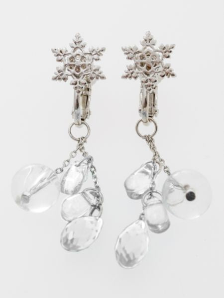 Openwork Flower Clip Earrings