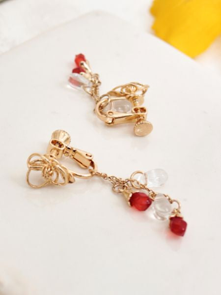 Openwork Flower Clip Earrings