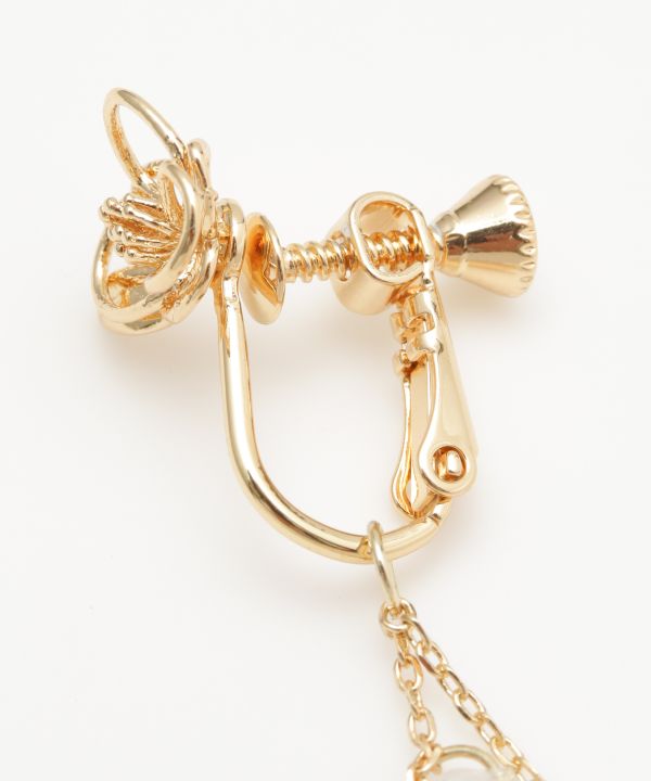 Openwork Flower Clip Earrings