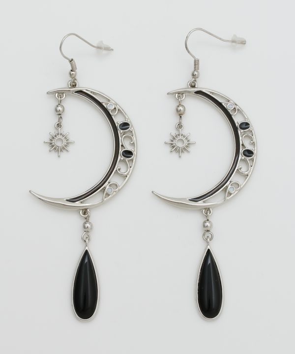 Boucles d'oreilles soleil et croissant de lune