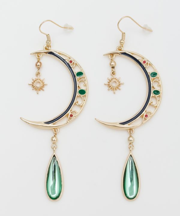 Boucles d'oreilles soleil et croissant de lune