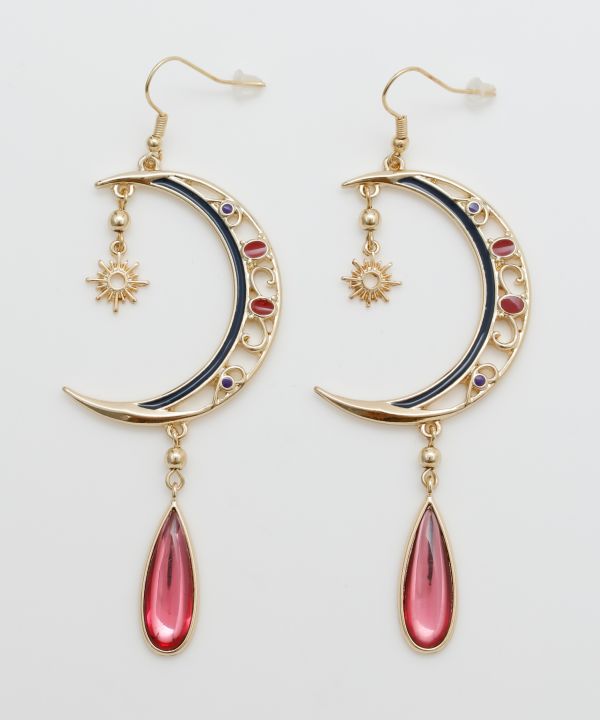 Boucles d'oreilles soleil et croissant de lune